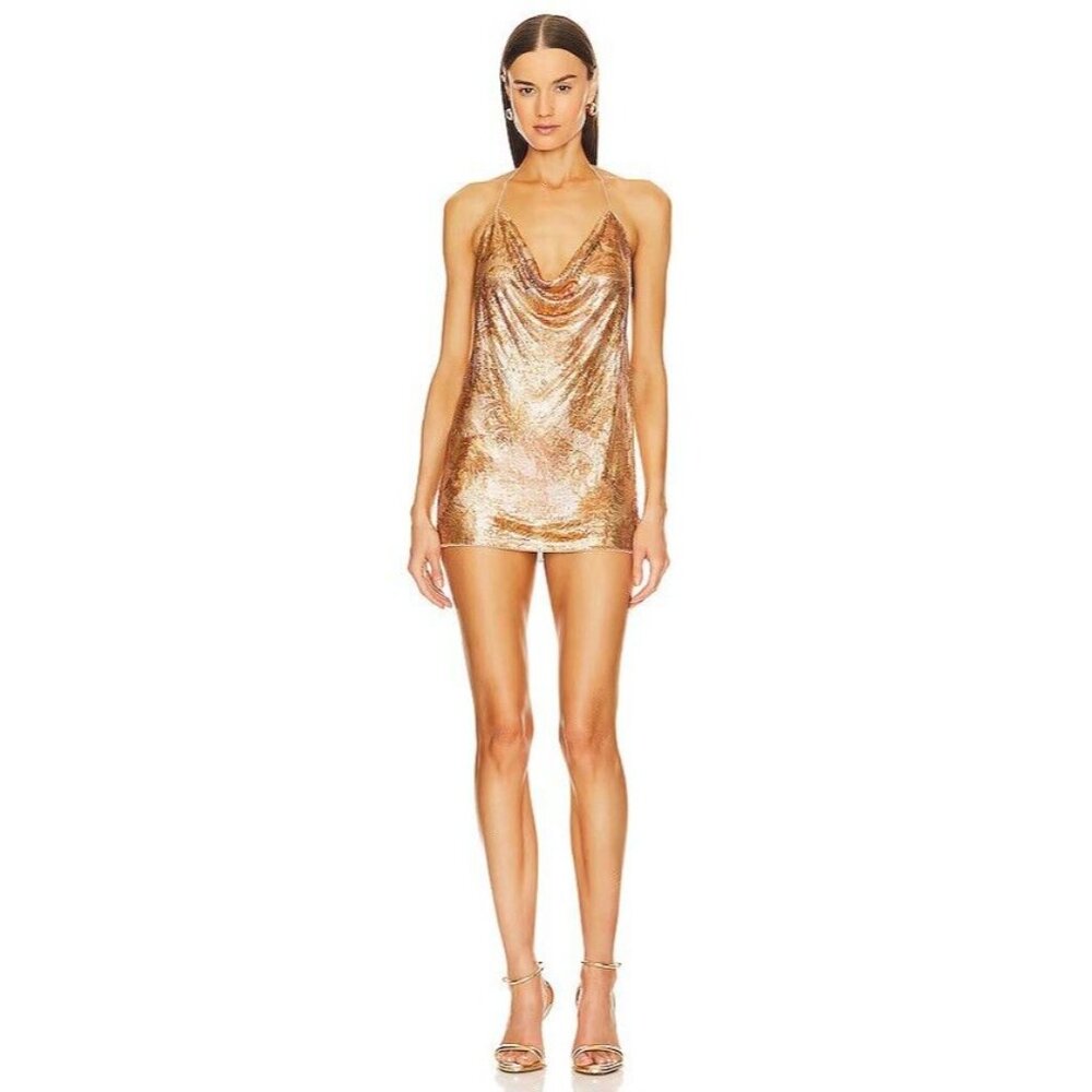 Michael Costello x REVOLVE Manuela Dress Gold  Chain Metal